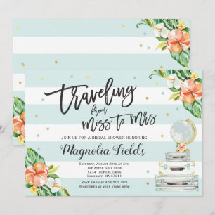 Invitación El viajar de Srta. To señora Bridal Shower invita