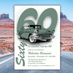 Invitación El Viaje del Coche Clásico Cumple 60 Años