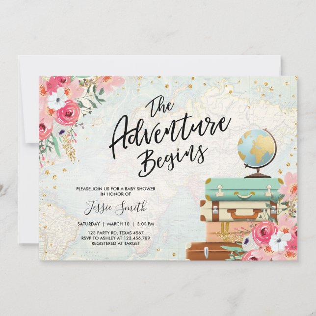 Invitación El viaje que la fiesta de bienvenida al bebé (Anverso)