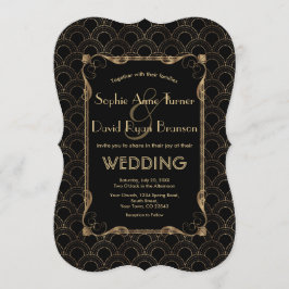 Invitación El viejo Boda Hollywood Gold Black Great Gatsby