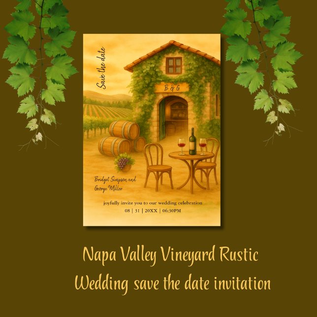 Invitación El viñedo de Napa Valley Golden Sunset Salva la fe (Subido por el creador)