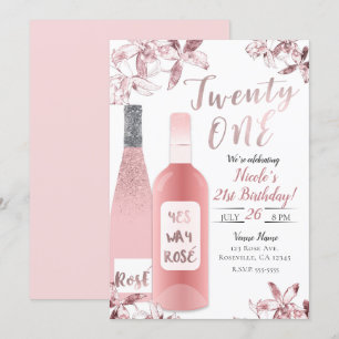 Invitación El vino y la orquídea rosados de Rosè florece