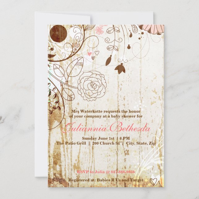 Invitación El vintage BabyShower floral elegante lamentable (Anverso)
