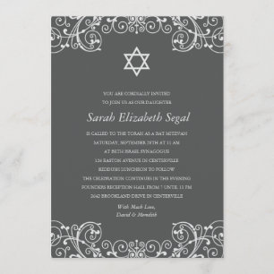 Invitación El vintage elegante enrolla el palo Mitzvah
