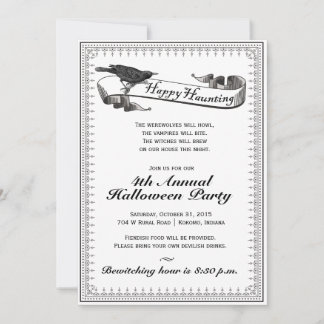 Invitación El vintage que frecuenta feliz Halloween clásico