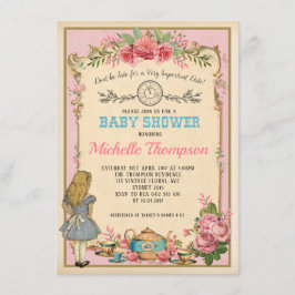 Invitación El vintage rosado Alicia en fiesta del té del país