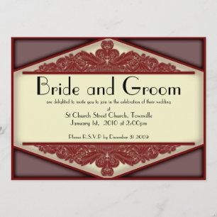 Invitación El vintage rosado oscuro, 5,5 x 7,5 que se casan