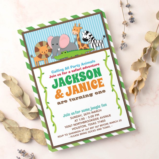Invitación El zoológico de la jungla Safari animal (Subido por el creador)