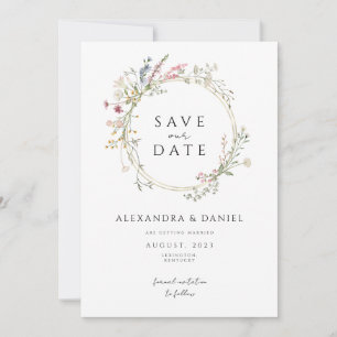 Invitación el zoquete de flores silvestres salva la fecha min