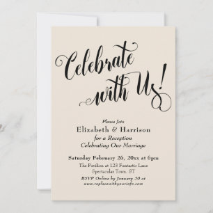 Invitación Elaborado ¡Celebra con Nosotros! Crema Sencilla