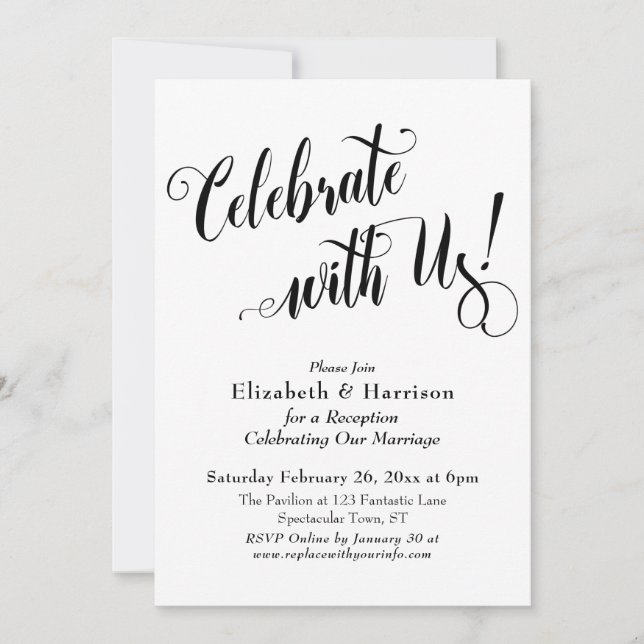 Invitación Elaborado Celebre con Nosotros! Blanco Simple (Anverso)