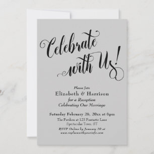 Invitación Elaborado Celebre con Nosotros! Gris Claro Simple