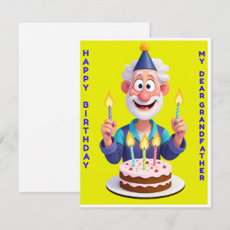 Invitación Elderly Man Holds Birthday Cake