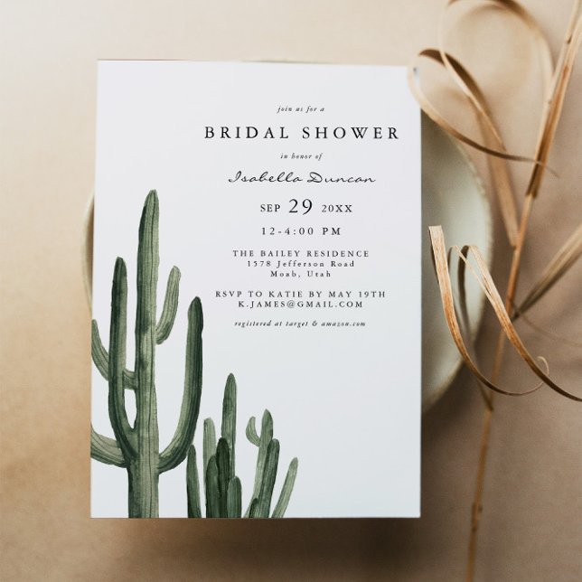 Invitación Eleanor - Boho Desert Cactus Simple Bridal Shower (Subido por el creador)