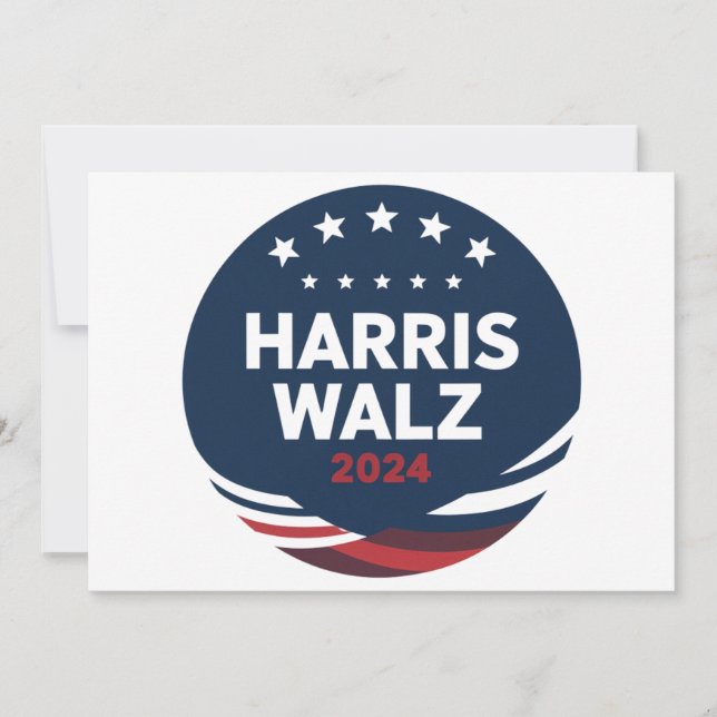 Invitación Elección de botón retro para demócratas Harris Wal (Anverso)