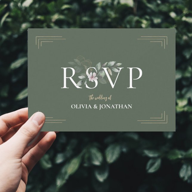Invitación Elección de la comida del Boda verde del sabio bot (Delicate sage green gold botanical greenery RSVP wedding invite)