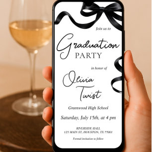 Invitación electrónica de graduación Black Bow