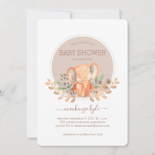 Invitación Elefante Acuarela Boho Safari Baby Shower