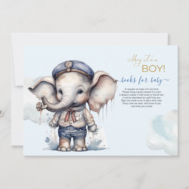 Invitación Elefante acuático Books para bebé (Anverso)