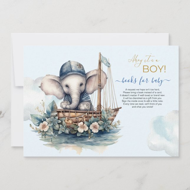 Invitación Elefante acuático Books para bebé (Anverso)