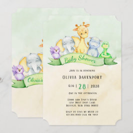 Invitación Elefante acuático y Baby Shower de amigos