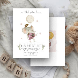 Invitación Elefante Adorable | Boho Baby Shower botánico