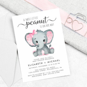 Invitación Elefante Agua Rosa Nena Bebé Ducha Parejas