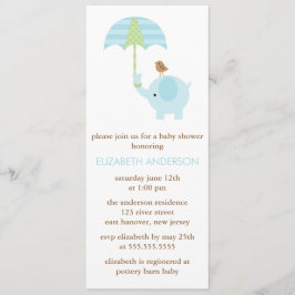 Invitación Elefante azul Baby Shower