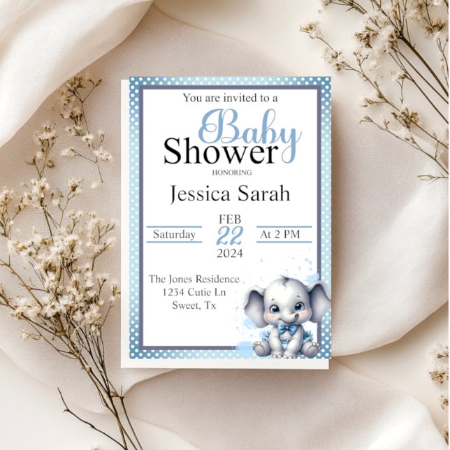 Invitación Elefante Azul Cute - Maní Pequeño (Subido por el creador)