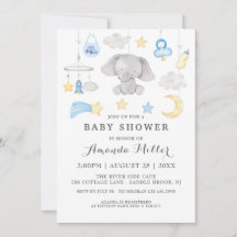 Elefante azul niño bebé juguetes Baby Shower acuar