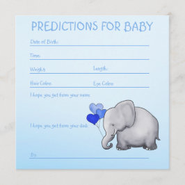 Invitación Elefante azul niño bebé predicciones de ducha para