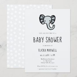 Invitación elefante azul personalizado lindo Ducha bebé