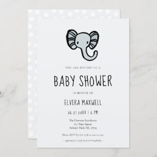 Invitación elefante azul personalizado lindo Ducha bebé