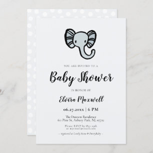 Invitación elefante azul personalizado lindo Ducha bebé