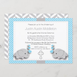 Invitación Elefante azul y gris 🐘 bebé - Cristalización