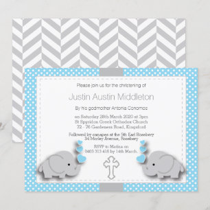 Invitación Elefante azul y gris 🐘 bebé - Cristalización