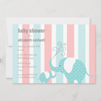 Invitación Elefante Baby Shower - Aqua