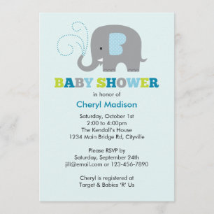 Invitación Elefante Baby Shower - azul
