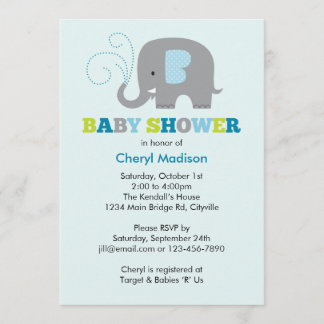 Invitación Elefante Baby Shower - azul