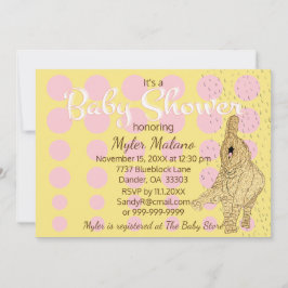 Invitación Elefante Baby Shower Gold Baby