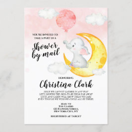 Invitación Elefante Baby Shower por correo: bebé Rosa