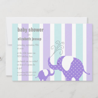 Invitación Elefante Baby Shower - Púrpura