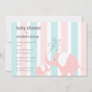 Invitación Elefante Baby Shower - Rosa