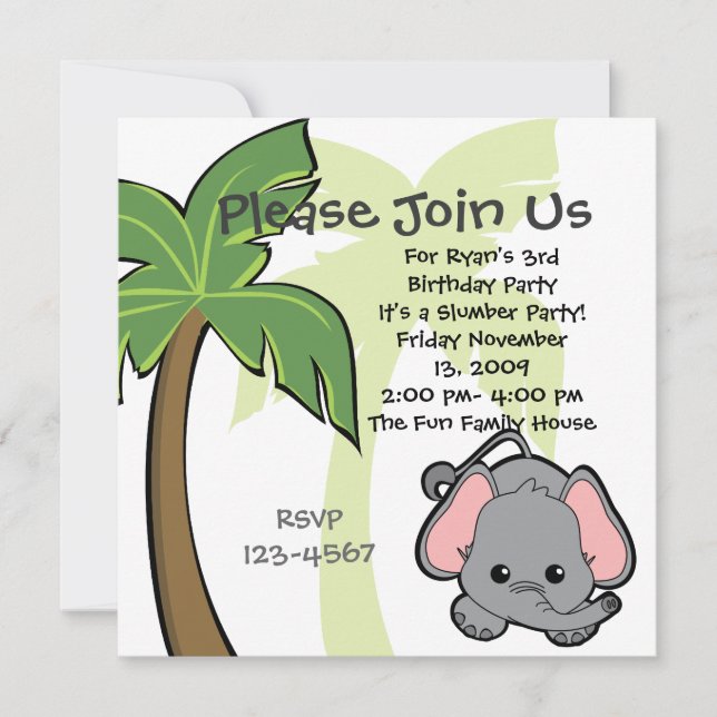 Invitación Elefante bebé (Anverso)