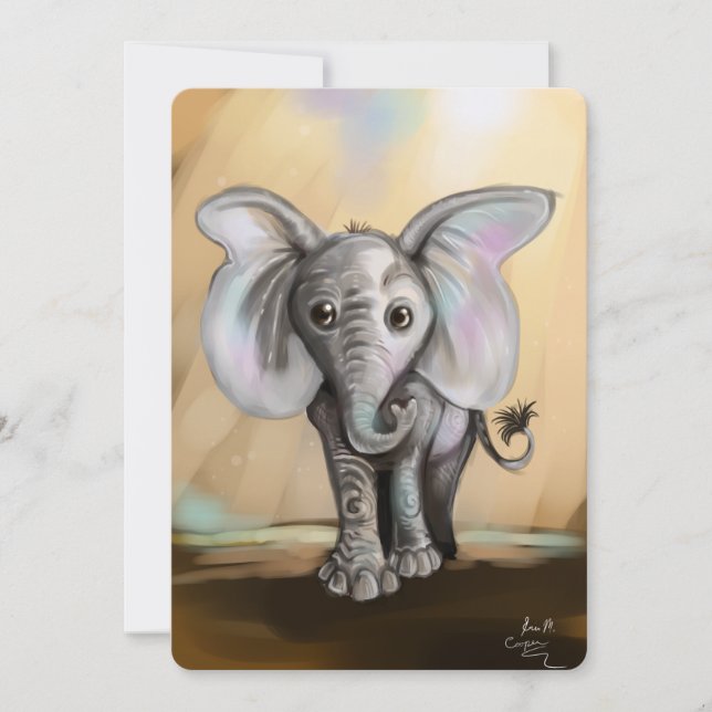 Invitación Elefante bebé (Anverso)