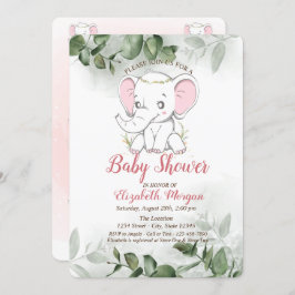 Invitación Elefante bebé, Baby Shower Eucalyptus Greeneration