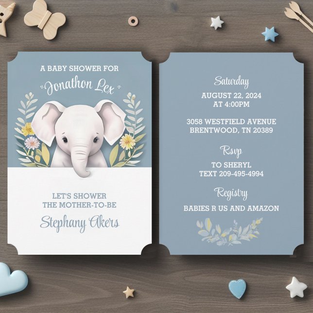 Invitación Elefante bebé dulce (Subido por el creador)