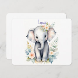 Invitación Elefante Bebé Florido