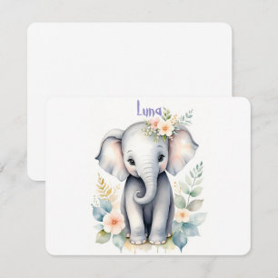 Invitación Elefante Bebé Florido