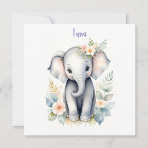 Invitación Elefante Bebé Florido